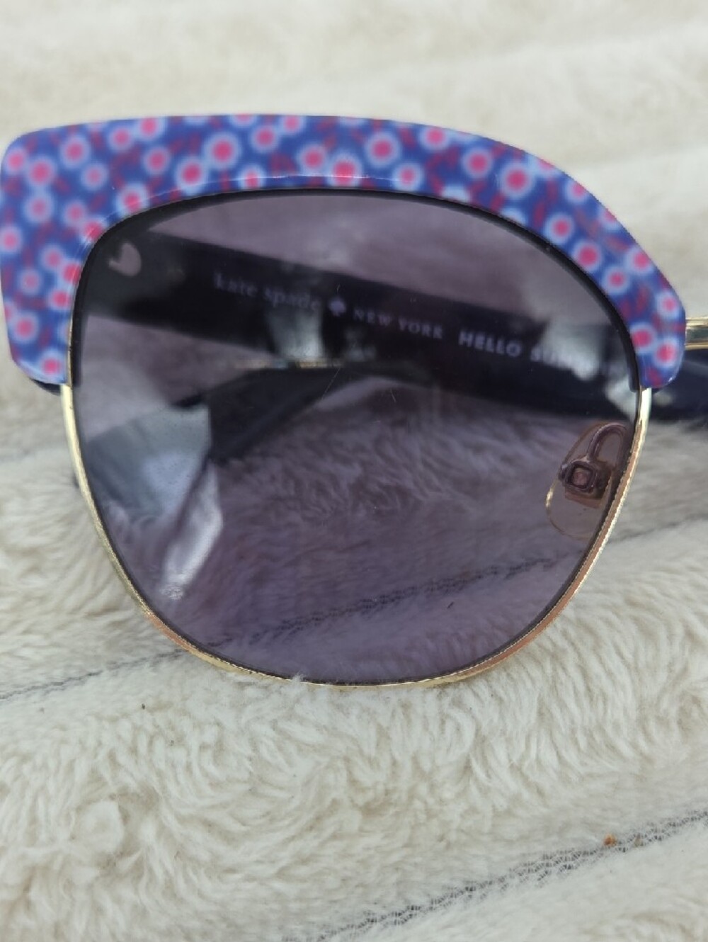 kate spade Purple Floral Cat-Eye Sunglasses with Gold Accents - Picture 9 of 9